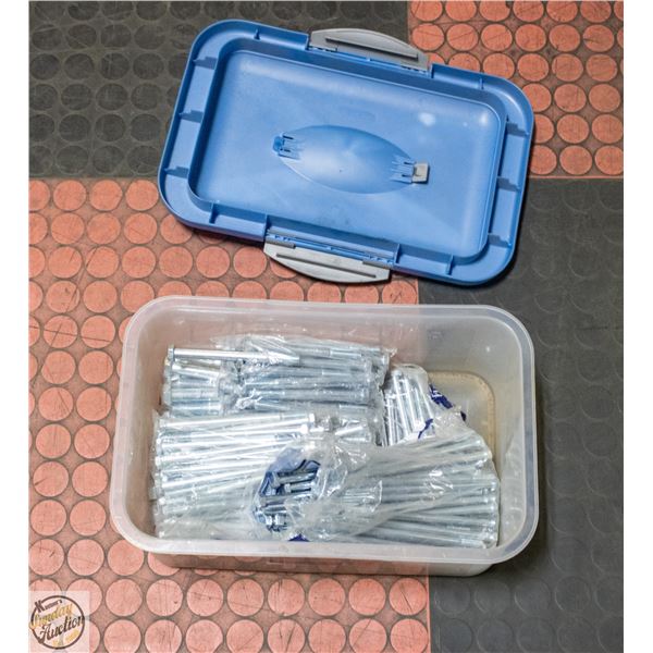 BIN OF NEW VARIOUS SIZE BOLTS