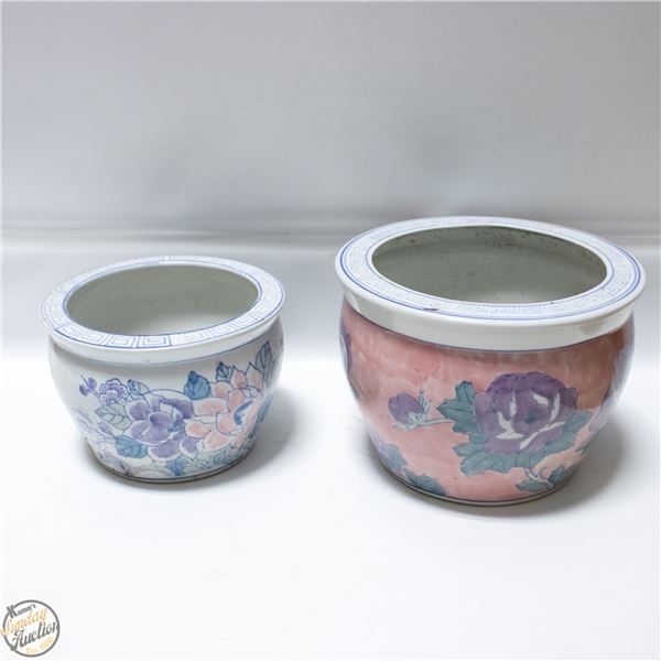 2 VINTAGE PORCELAIN FLOWER PLANTERS