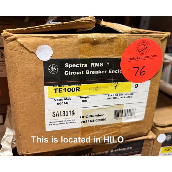 Qty 1 GE TE100R Spectra RMS Circuit Breaker Enclosure
