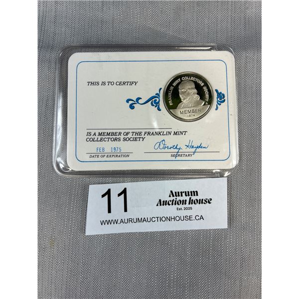 Sterling Silver Franklin Mint Membership Coin