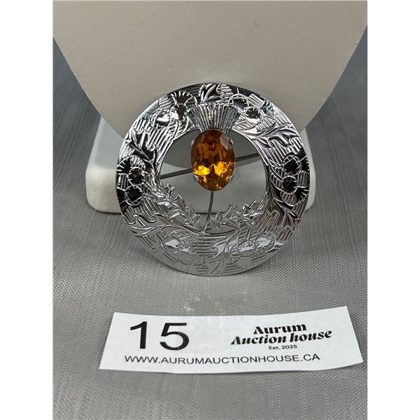 Vintage MIZPAH Scotish Thistle Brooch 2 1/2in Diameter