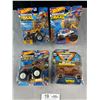 Image 2 : Lot of 4 Monster Truck Hotwheels still in package
