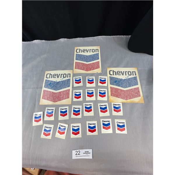 Lot of 3 Chevron Gas Pump Stickers plus other stickers