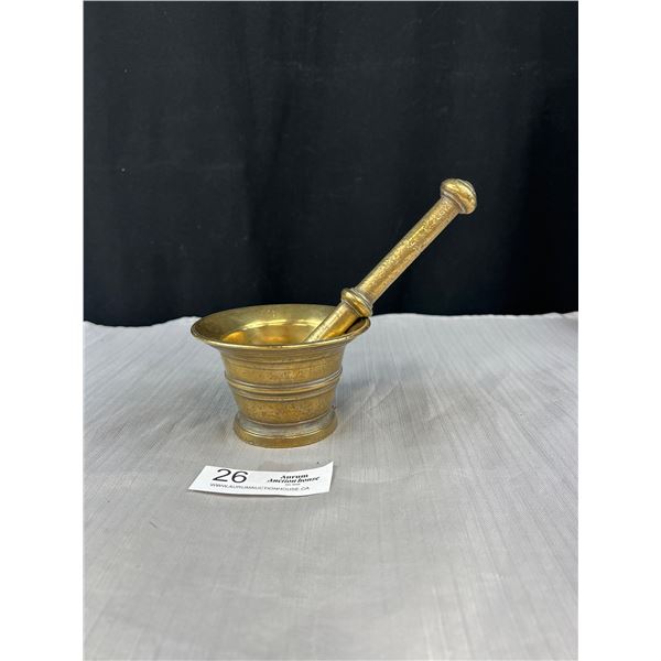 Very Heavy Vintage Brass Mortar & Pestle