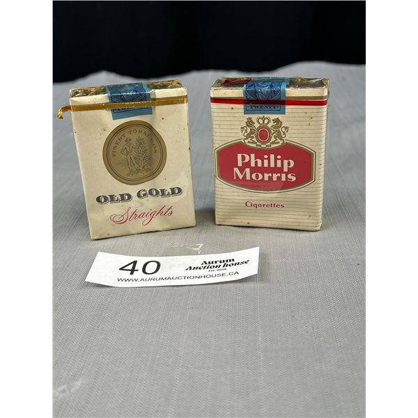 2 Vinatge Unopened Cigarette Packs Phillip Morris & Old Gold