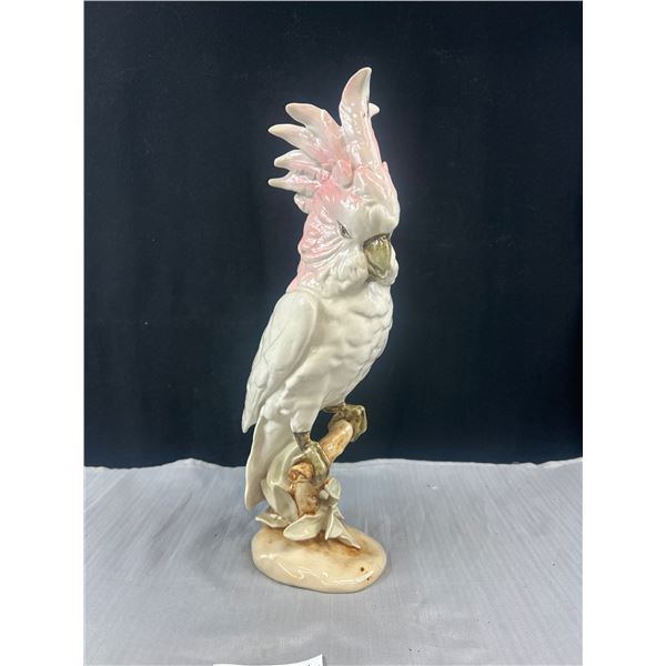 Vintage Royal Dux Porcelin Cockatoo Figurine 16" Tall has had repairs
