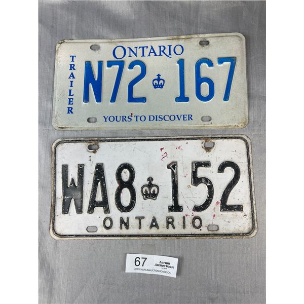 2 Vintage Ontario License Plates