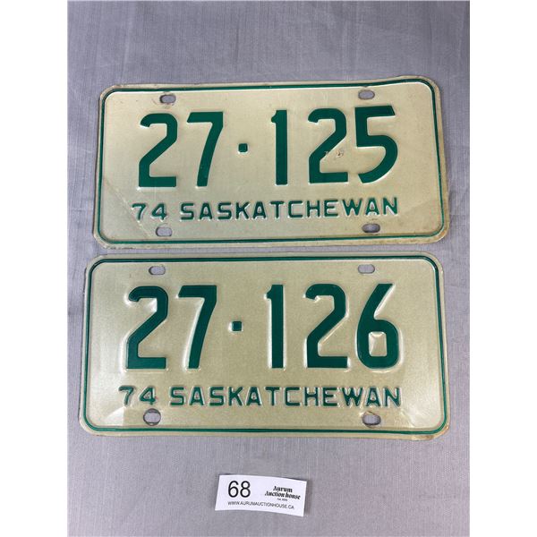 Pair of 1974 Saskatchewan License Plates