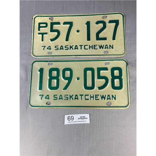 2 1974 Saskatchewan License Plates