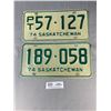 Image 1 : 2 1974 Saskatchewan License Plates