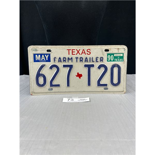 Vintage Texas Farm Trailer License Plate