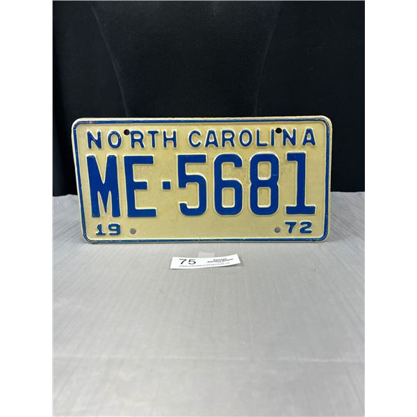 1972 North Carolina License Plate