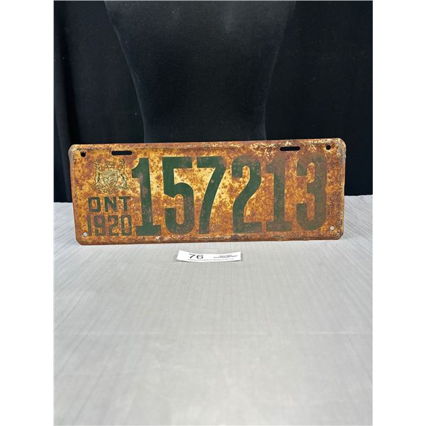 1920 Ontario License Plate