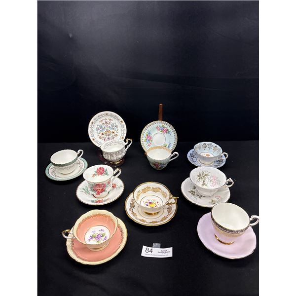 Lot of 8 Vintage Teacups and Saucers Mostly Paragon