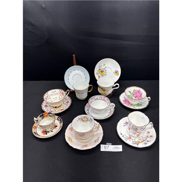 Very Nice Lot of 8 Vintage Teacups and Saucers Made in England