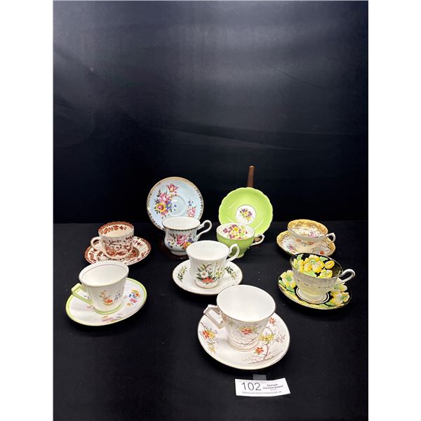 Very Nice Lot of 8 Vintage Teacups and Saucers Made in England