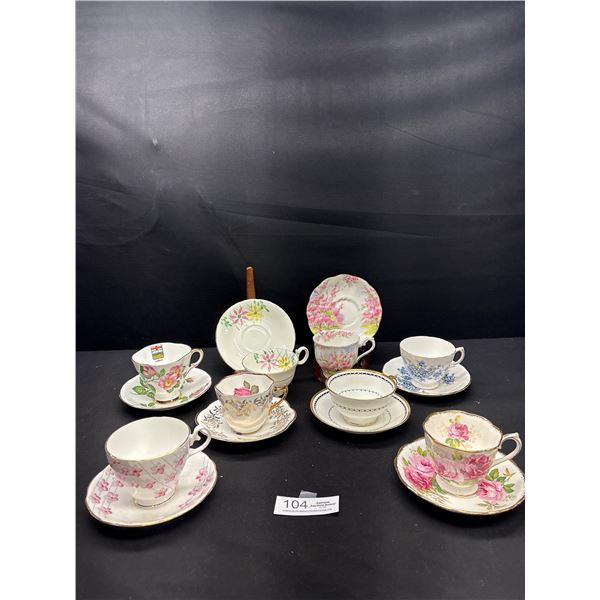 Very Nice Lot of 8 Vintage Teacups and Saucers Made in England