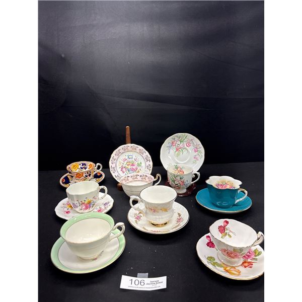 Very Nice Lot of 8 Vintage Teacups and Saucers Made in England