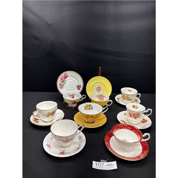 Very Nice Lot of 8 Vintage Teacups and Saucers Made in England