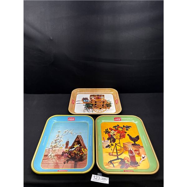 Lot of 3 Vintage Coca-Cola Trays Excellent Condition 1957
