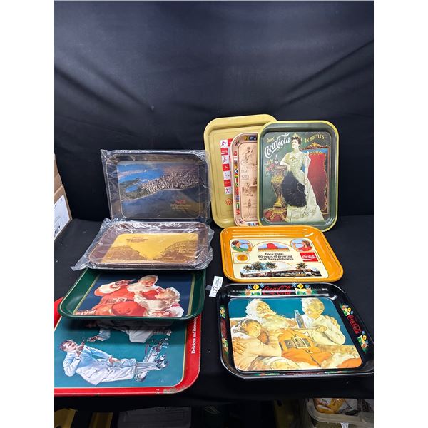 Lot of 9 Vintage Coca Cola Trays