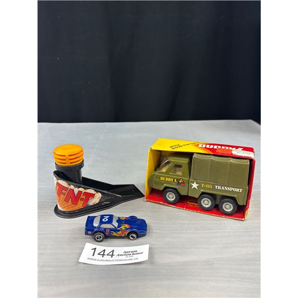 Buddy L Army Truck in Package + Tonka TNT Car
