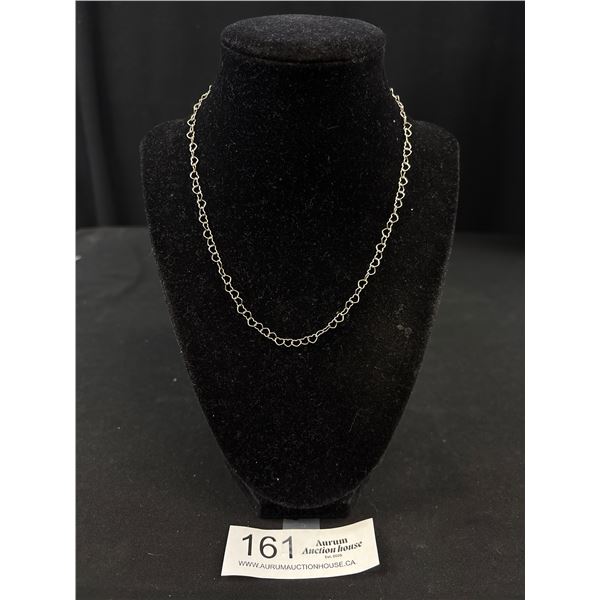 Vintage Sterling Silver Heart Motif Link Necklace Adorable!