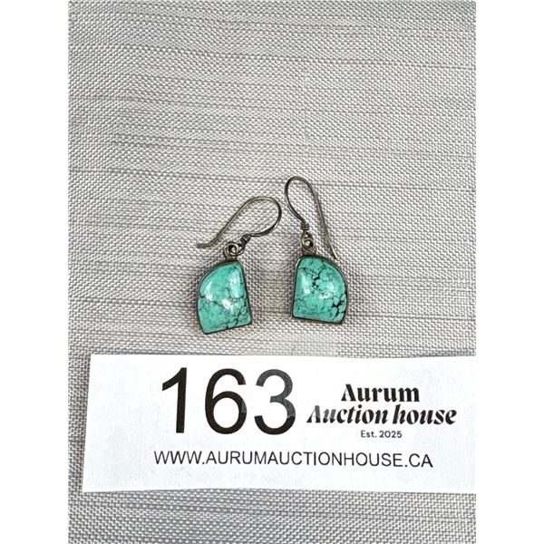 Antique Sterling Silver Genuine Turquoise Solid Earrings Quality