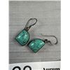 Image 4 : Antique Sterling Silver Genuine Turquoise Solid Earrings Quality