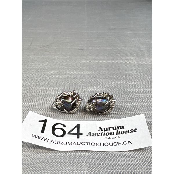 Vintage Quality Blister Pearl White Gold Plated Earrings