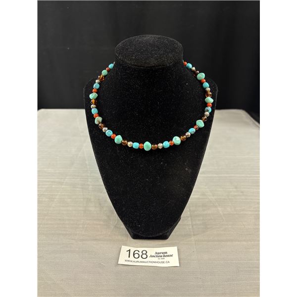 Vintage Turquoise Colour Bead Necklace Very Pretty
