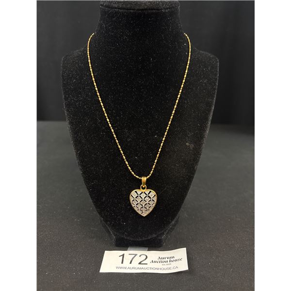 Vintage Gold Heart Necklace Marked 750 (98K) Plated