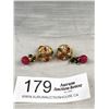 Image 1 : Unmarked Asian Gold Tone Earrings Genuine Ruby Stone Drop Solid Nice!