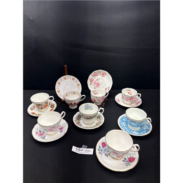 Lot of 8 Vintage Bone China Teacups and Saucers