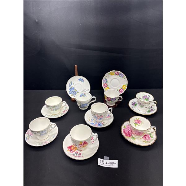 Lot of 8 Vintage Bone China Teacups and Saucers