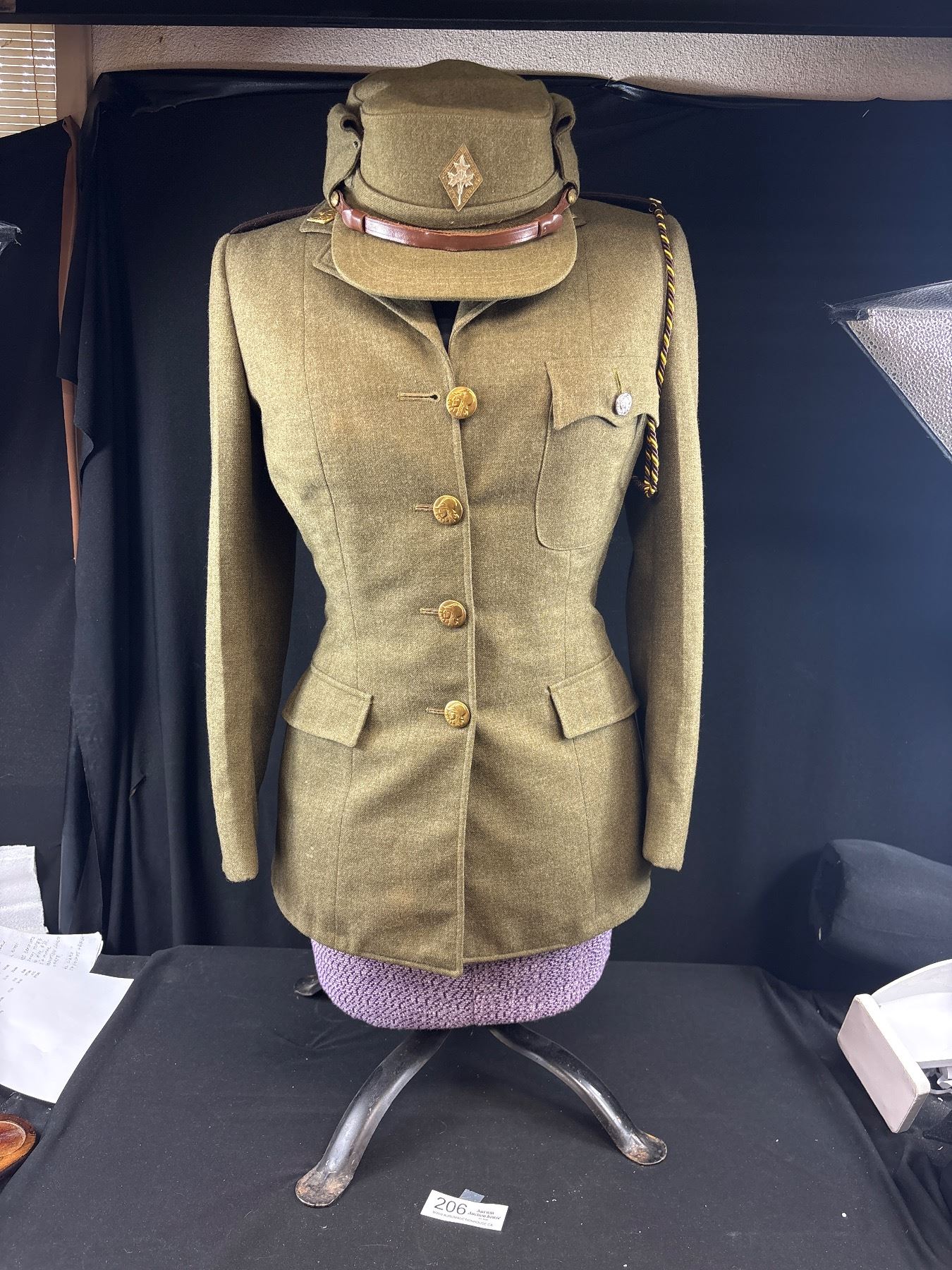 Vintage Canadian Womens, Army Corps CWAC Tunic Hat Shirt and Tie On ...