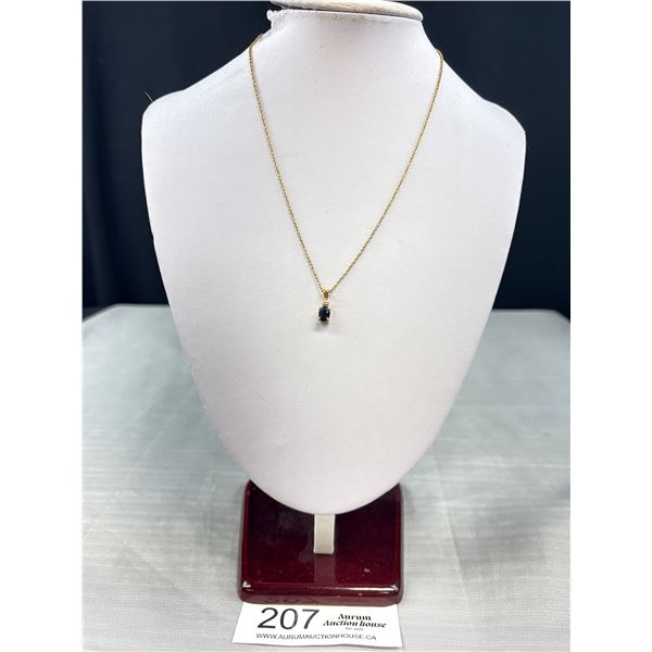 Vintage Genuine Faceted Sapphire Necklace Gold Plate Chain