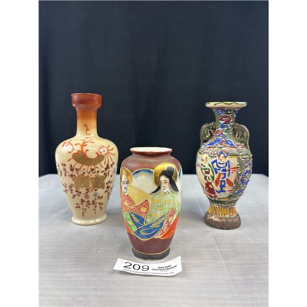 Anitque Asian Vases x3 No Chips or Crack