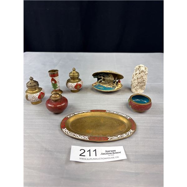 Antique Asian Collectibles Enamels Cloisonne Celluloid Chain Etc