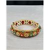Image 2 : Gorgeous Fully Enameled Gold Pearl Turqouise Ruby Cuff Bangle