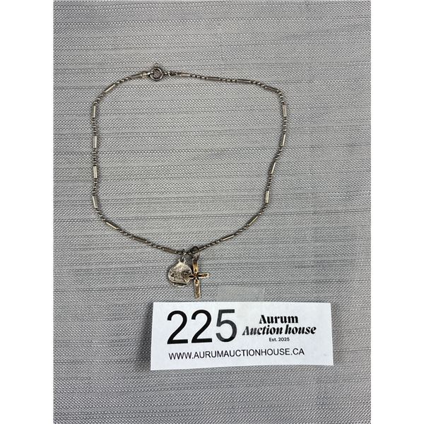 925 Sterling Silver w/ 2 Charms Barcelet, Marked 925