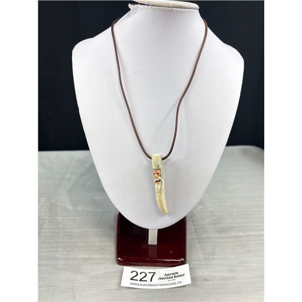 Vintage Hand Carved Antler Pendant - Artist Randy Swopes