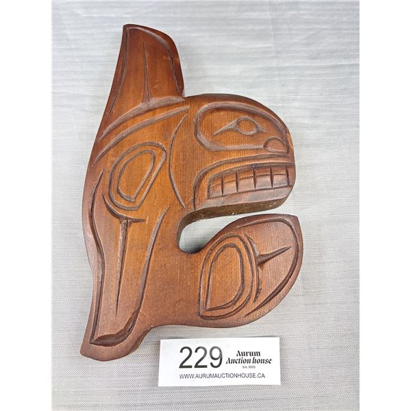 11" Tall Signed West Coast Native Whale Carving Alert Baby Seal