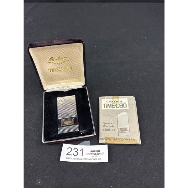 Vintage Fisher Crown Time L-80 Quartz Clock Lighter in Case