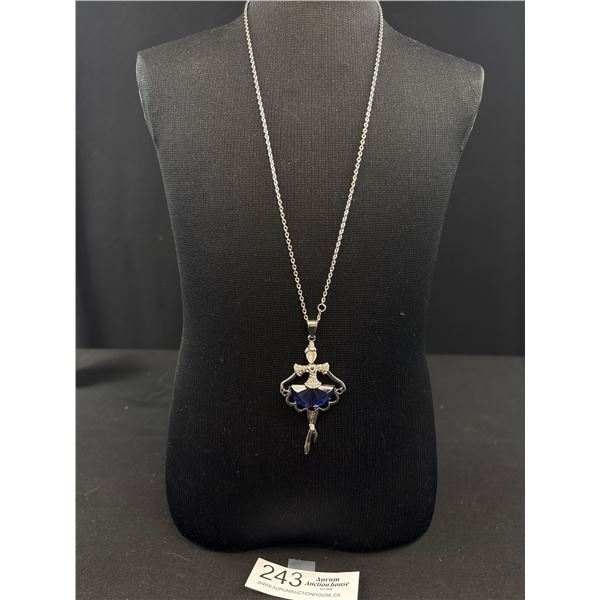 Silver Ballerina Pendant w/ Chain Necklace Marked Princess House