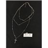 Image 3 : Triple Strand Silver Necklace w/ Rhinestones Cross Pendant