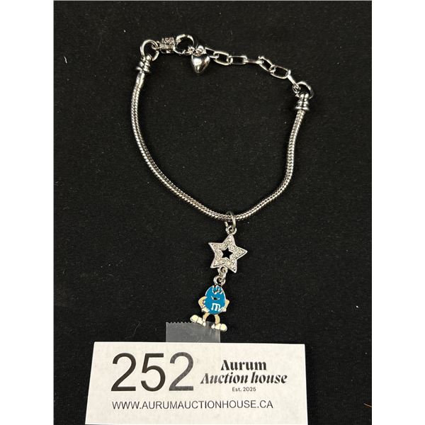 Silver Snake Skin Bracelet w/ One Charm