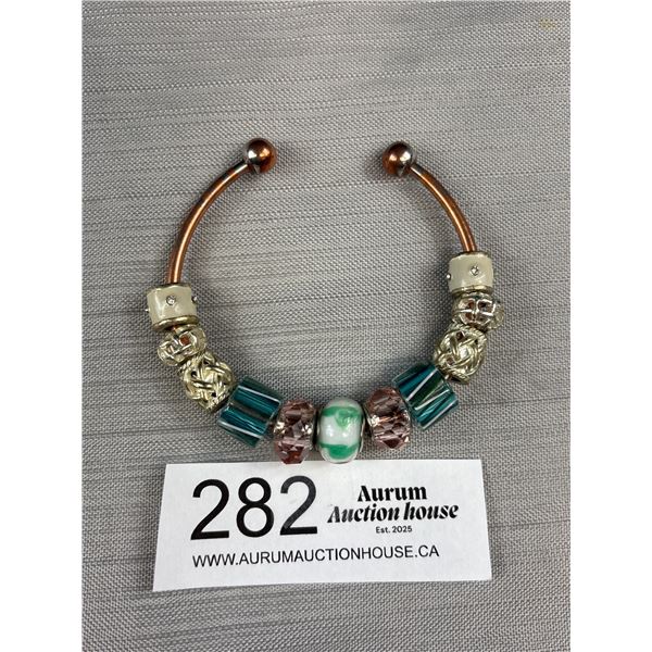 Nice Open Cuff Bangle w/ Various Bead