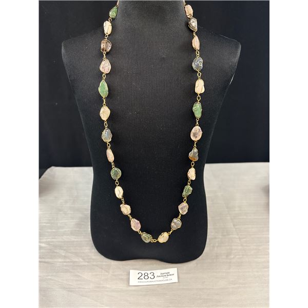 Very Long Hand Crafted Genuine Gem Stones Necklace 31"