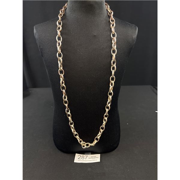 Heavy + Extra Length Silver Plated Links Chain Necklace 4.2.oz Or 121 gr. 36" Length